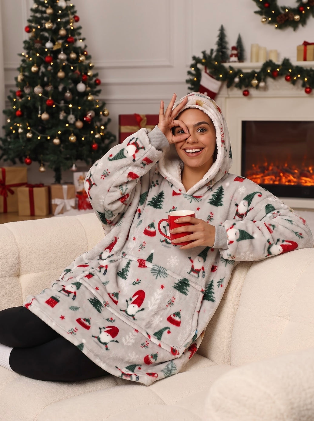Santa Unisex Wearable Blanket Hoodie