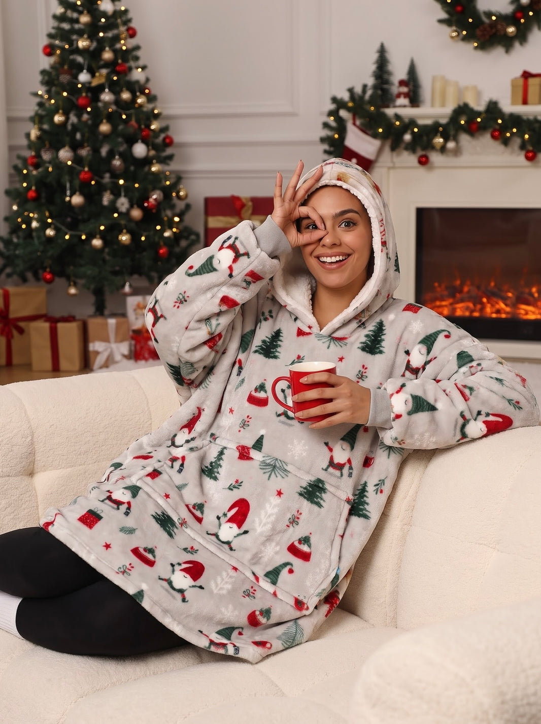 Santa Unisex Wearable Blanket Hoodie