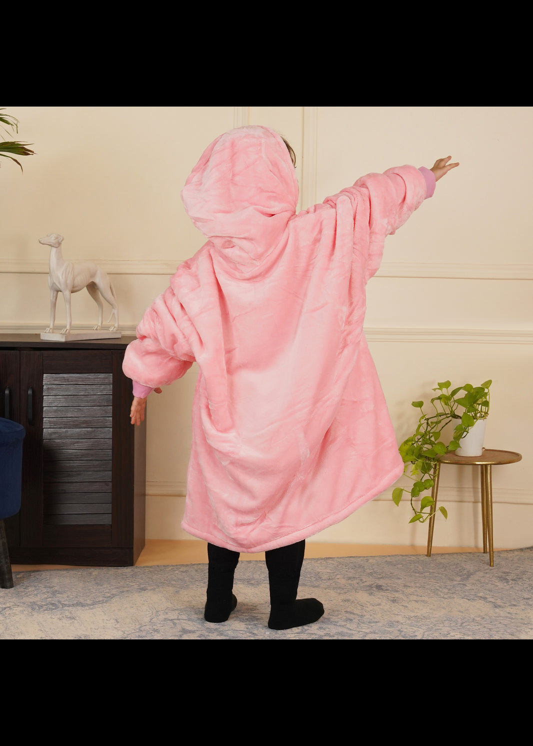 Pink Wearable Sherpa Blanket Hoodies for Children | Thick & Warm, Oversized Hoodie