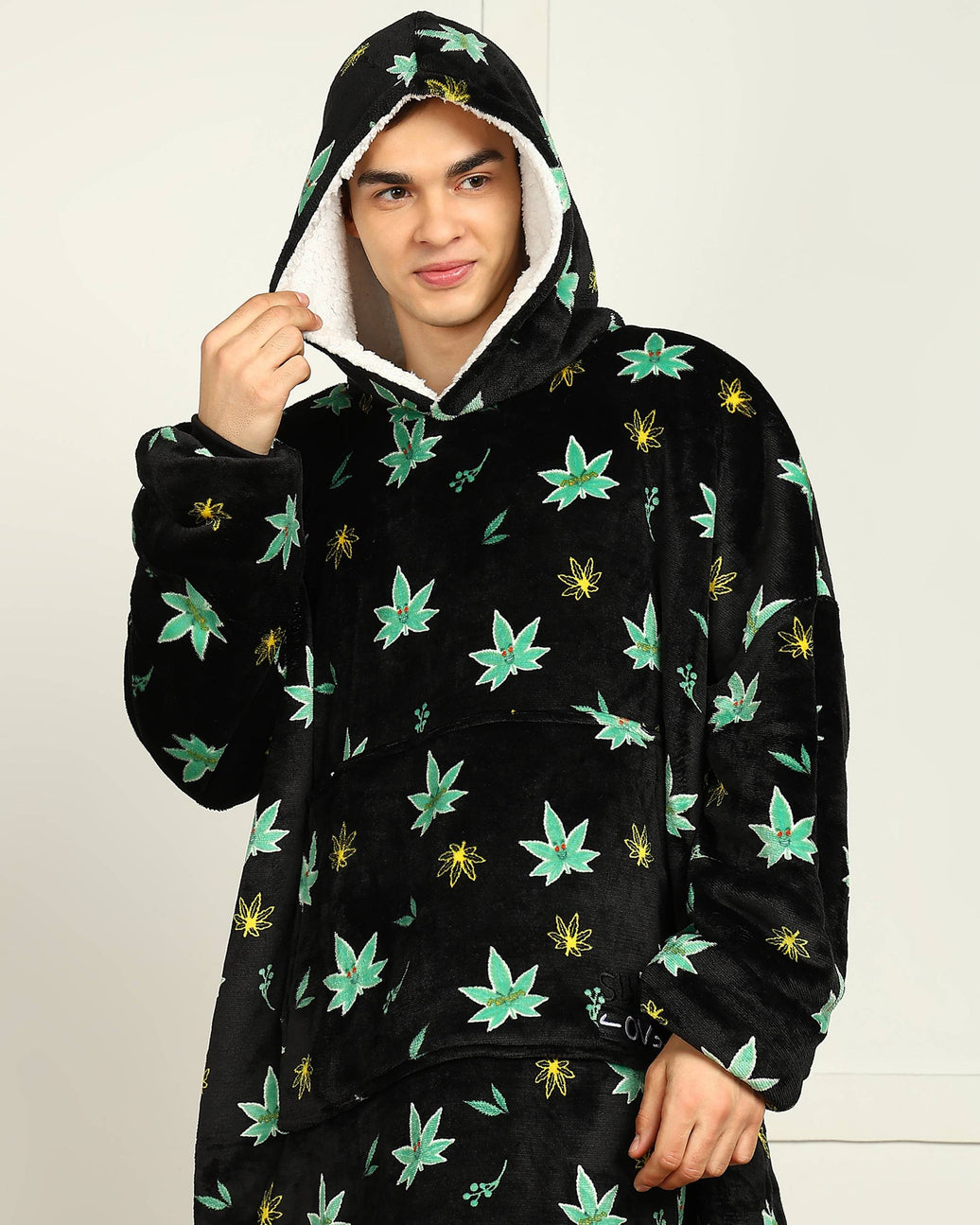 Weed Printed Wearable Sherpa Unisex Blanket Hoodie