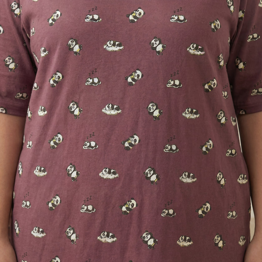 Brown Panda Oversized Tees