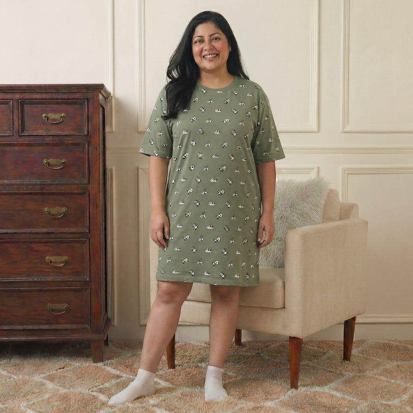 Green Panda Oversized Tees