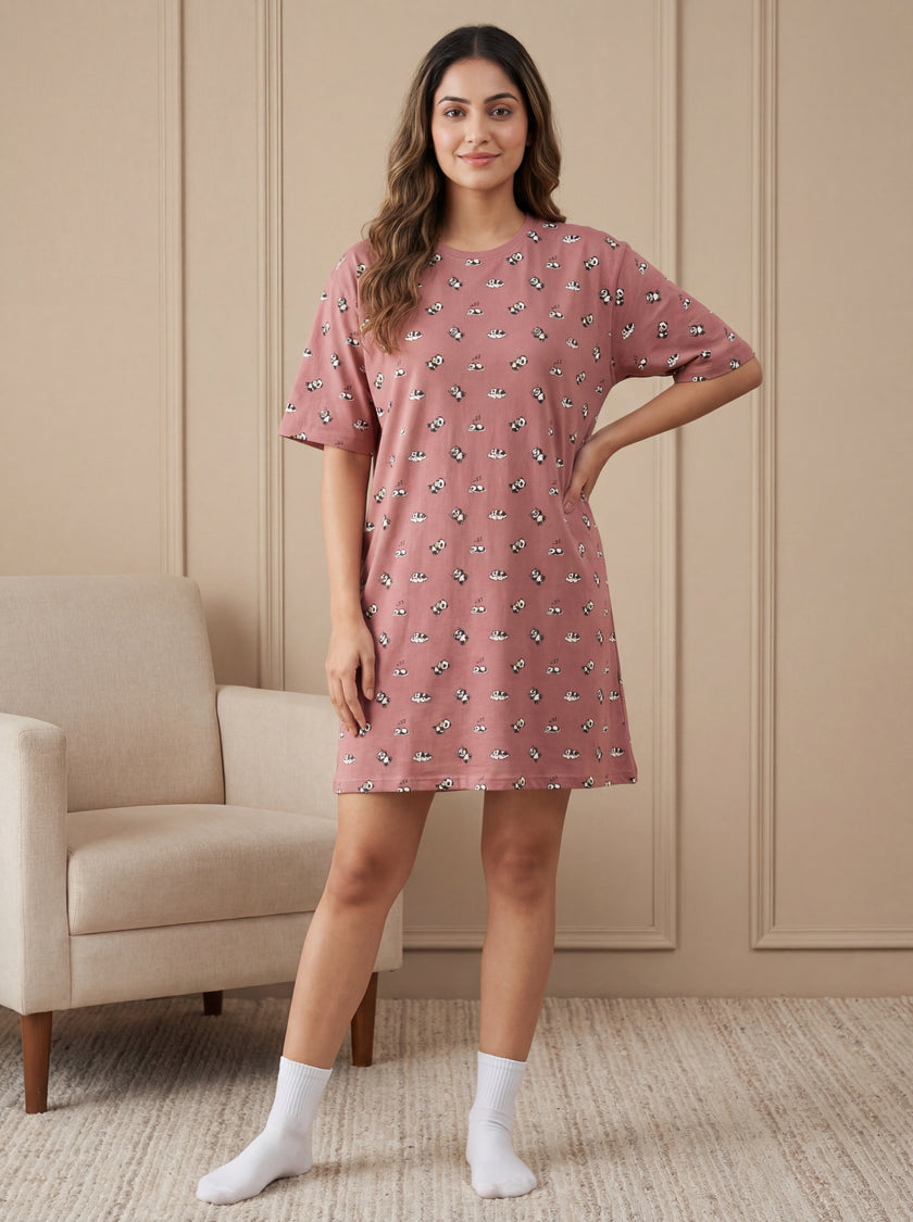 Pink Panda Oversized Tees
