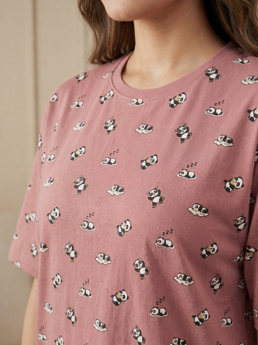Pink Panda Oversized Tees
