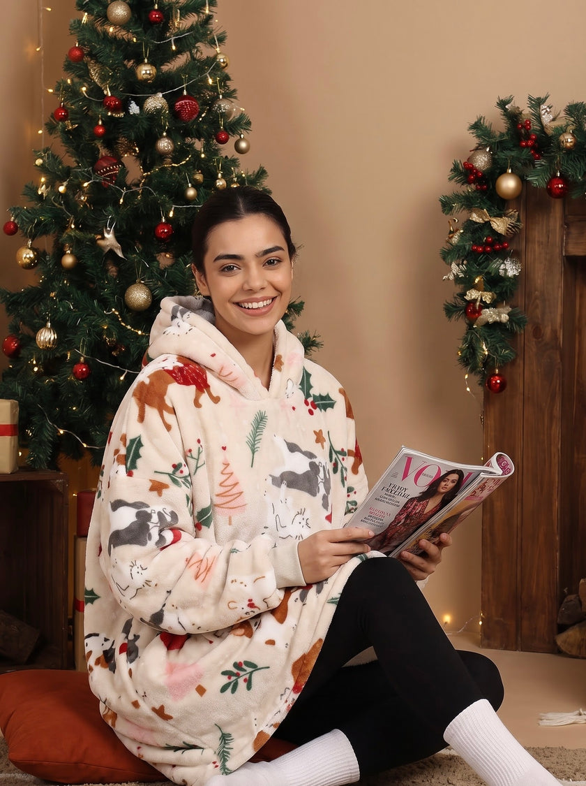Christmas Theme Unisex Wearable Blanket Hoodie