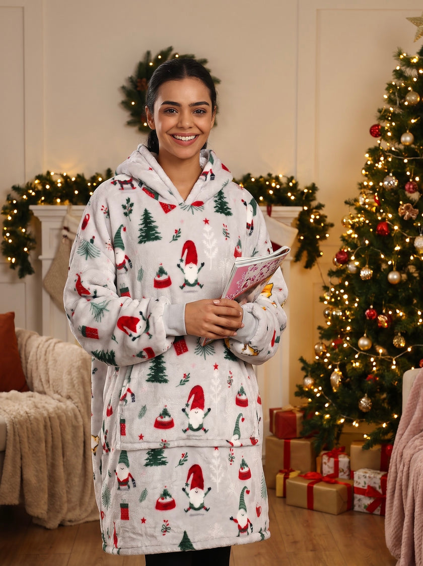 Santa Unisex Wearable Blanket Hoodie