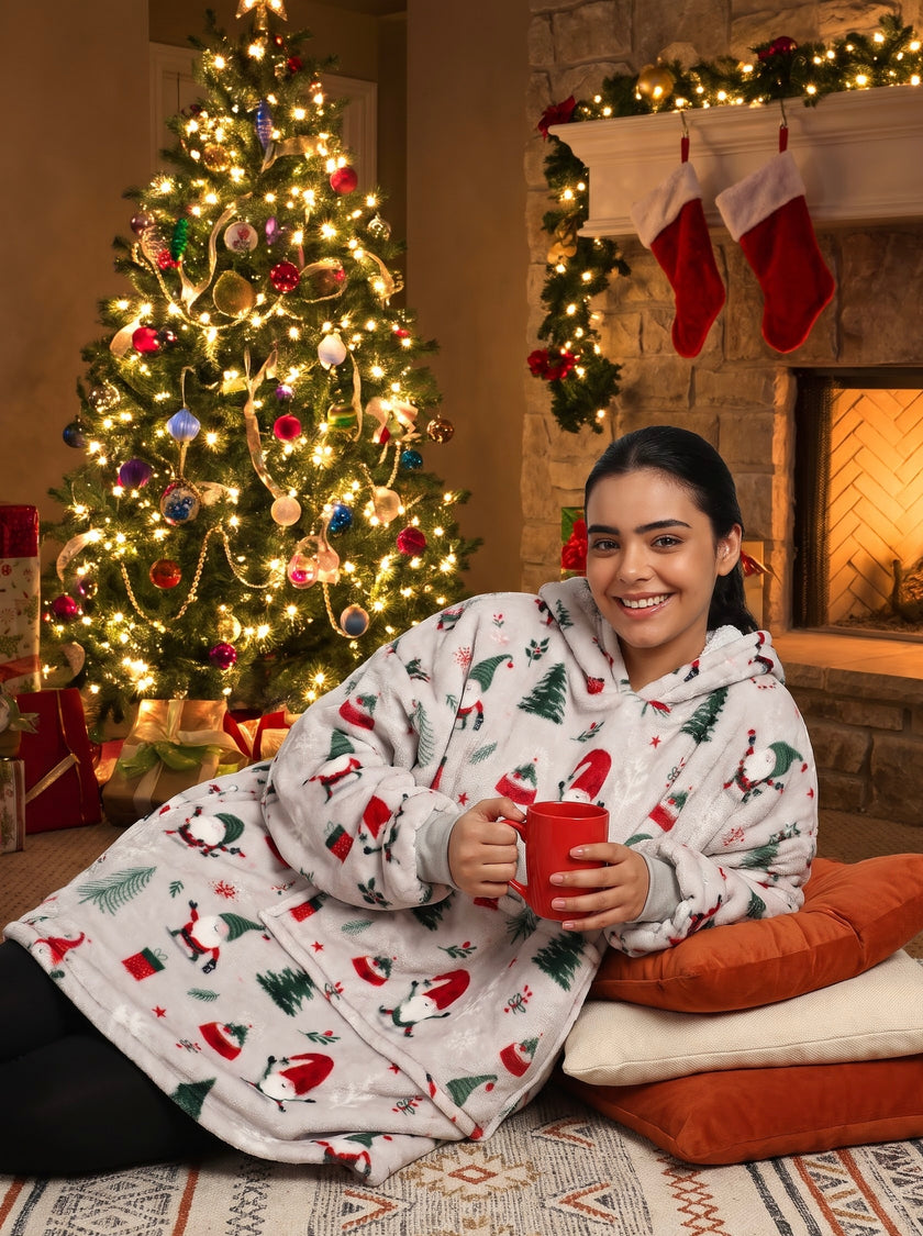 Santa Unisex Wearable Blanket Hoodie