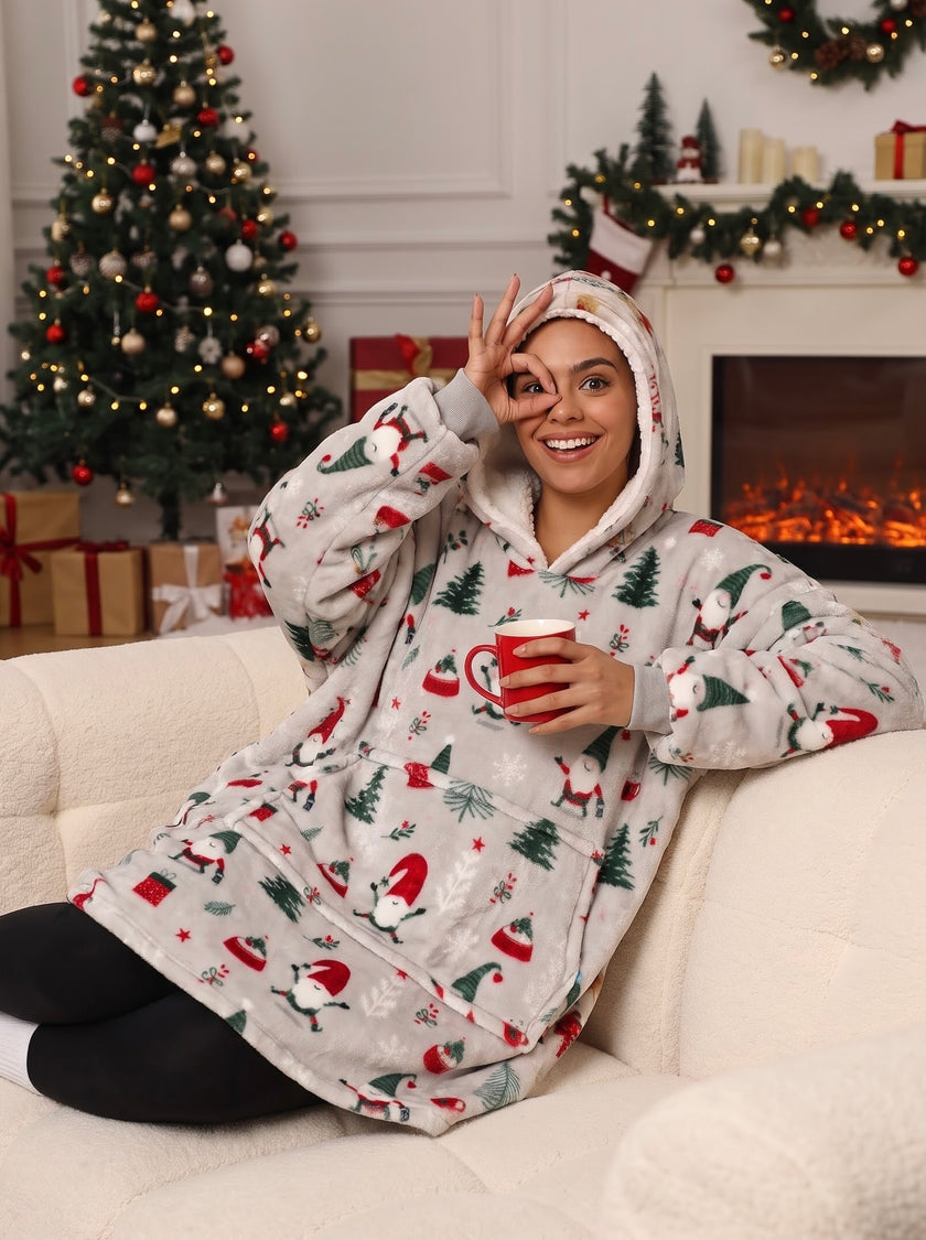 Santa Unisex Wearable Blanket Hoodie