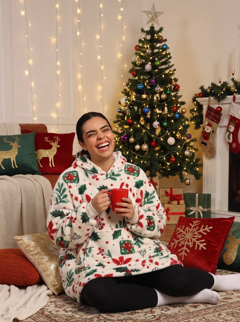 Candy Cane Unisex Wearable Blanket Hoodie
